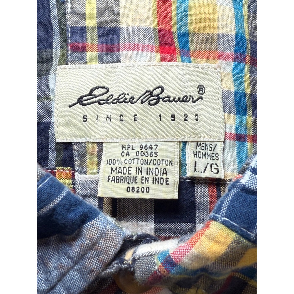 Eddie Bauer Multicolor Patchwork Plaid Button-Dow… - image 4